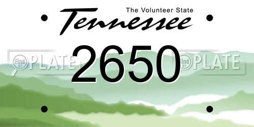 2650 Tennessee License Plate