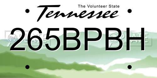 265BPBH Tennessee License Plate