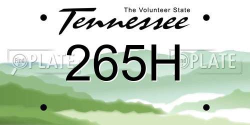 265H Tennessee License Plate