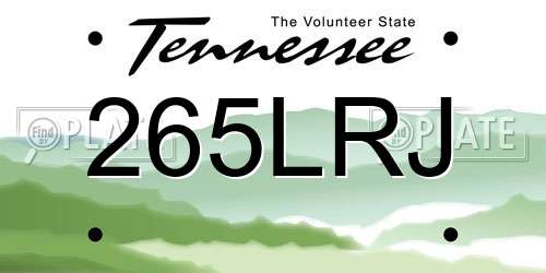 265LRJ Tennessee License Plate