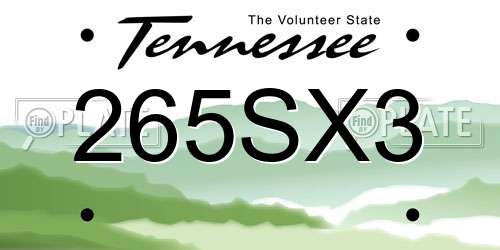 265SX3 Tennessee License Plate