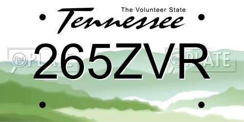 265ZVR Tennessee License Plate