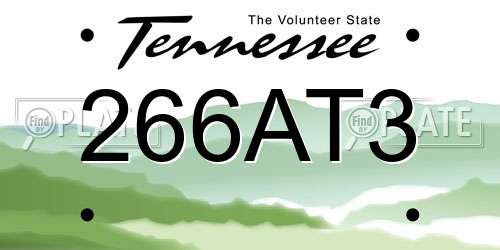 266AT3 Tennessee License Plate