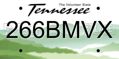 266BMVX Tennessee License Plate