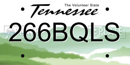 266BQLS Tennessee License Plate