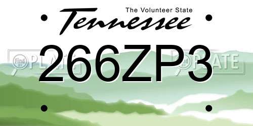 266ZP3 Tennessee License Plate