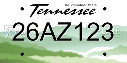 26AZ123 Tennessee License Plate
