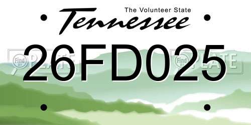 26FD025 Tennessee License Plate
