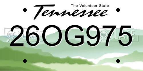 26OG975 Tennessee License Plate