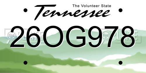 26OG978 Tennessee License Plate