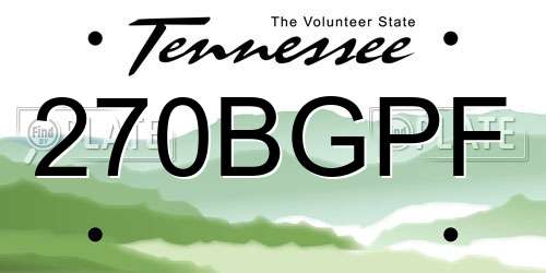 270BGPF Tennessee License Plate