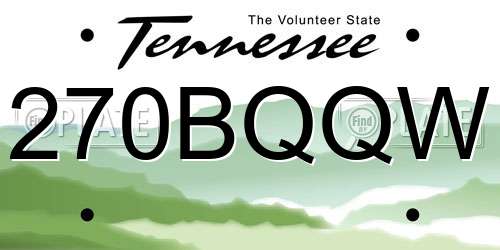270BQQW Tennessee License Plate