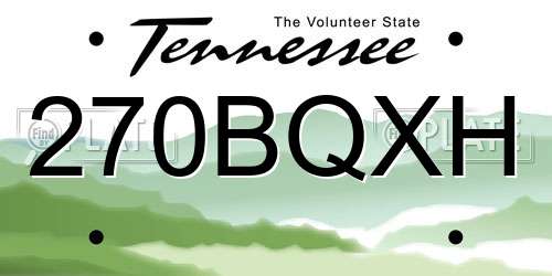 270BQXH Tennessee License Plate