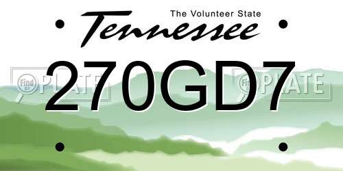 270GD7 Tennessee License Plate