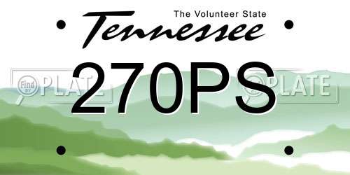 270PS Tennessee License Plate