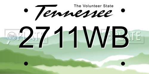 2711WB Tennessee License Plate