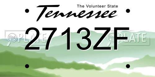2713ZF Tennessee License Plate