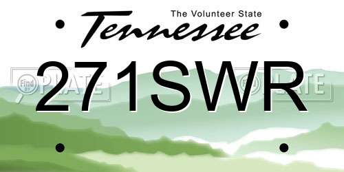 271SWR Tennessee License Plate