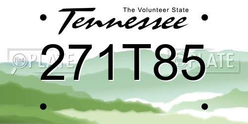 271T85 Tennessee License Plate