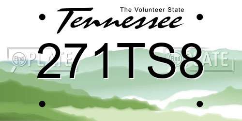 271TS8 Tennessee License Plate