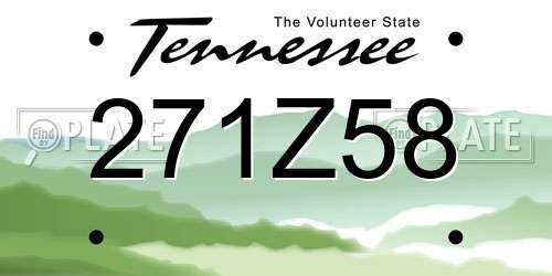 271Z58 Tennessee License Plate