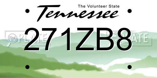 271ZB8 Tennessee License Plate