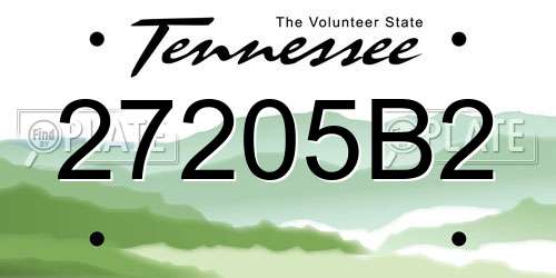 27205B2 Tennessee License Plate