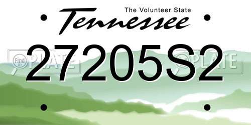 27205S2 Tennessee License Plate
