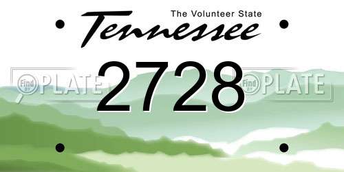 2728 Tennessee License Plate