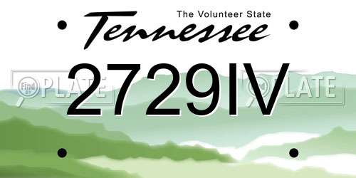 2729IV Tennessee License Plate