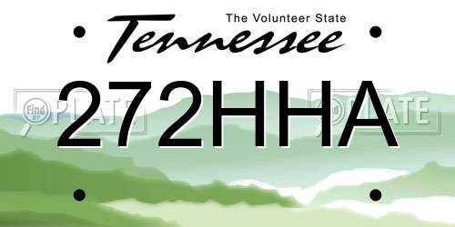 272HHA Tennessee License Plate