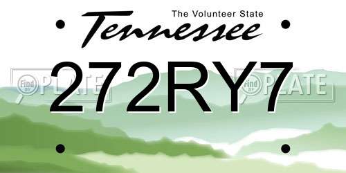 272RY7 Tennessee License Plate