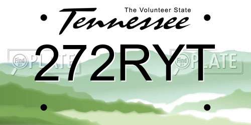272RYT Tennessee License Plate