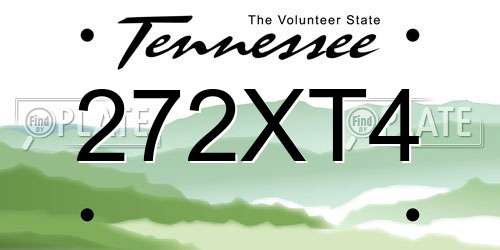 272XT4 Tennessee License Plate