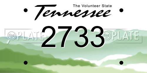 2733 Tennessee License Plate