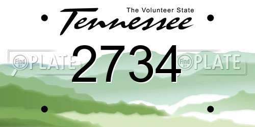 2734 Tennessee License Plate