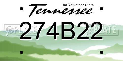 274B22 Tennessee License Plate