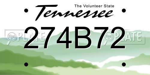 274B72 Tennessee License Plate
