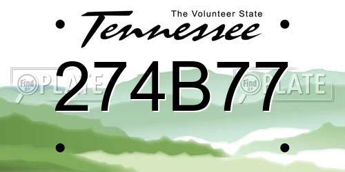 274B77 Tennessee License Plate