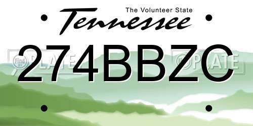 274BBZC Tennessee License Plate