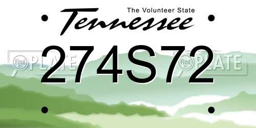 274S72 Tennessee License Plate