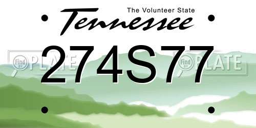 274S77 Tennessee License Plate