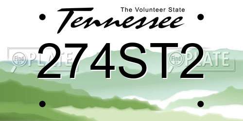274ST2 Tennessee License Plate