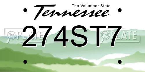274ST7 Tennessee License Plate