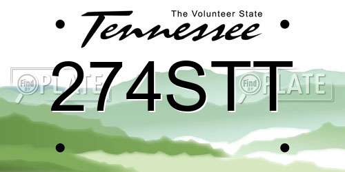 274STT Tennessee License Plate