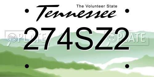 274SZ2 Tennessee License Plate