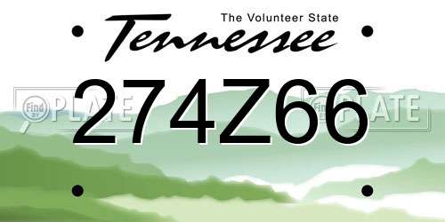 274Z66 Tennessee License Plate