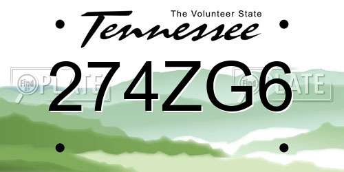 274ZG6 Tennessee License Plate