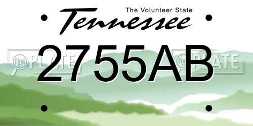 2755AB Tennessee License Plate