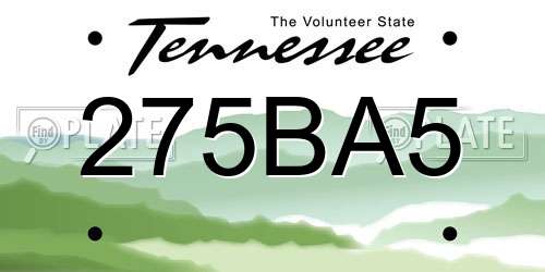 275BA5 Tennessee License Plate